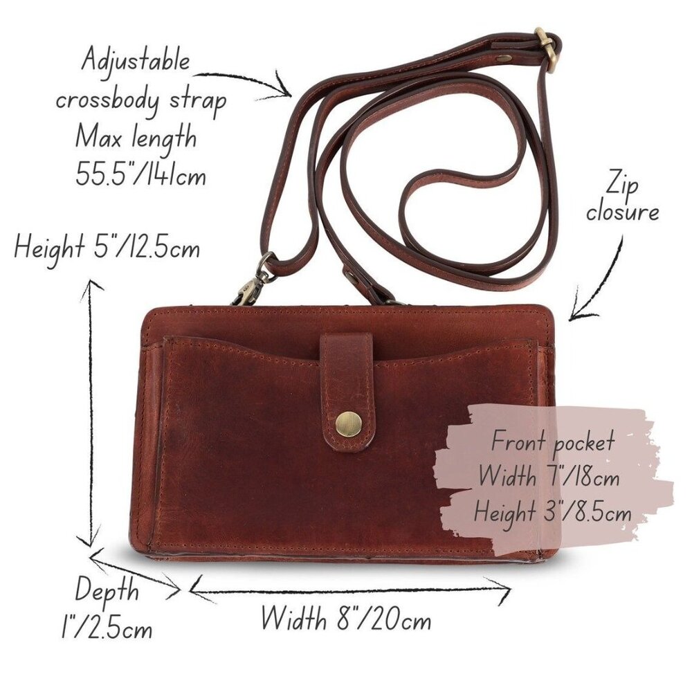 The Leather Store Eden Handmade Smartphone Crossbody Bag Shoulder Sling Purse - Picture 5 of 16